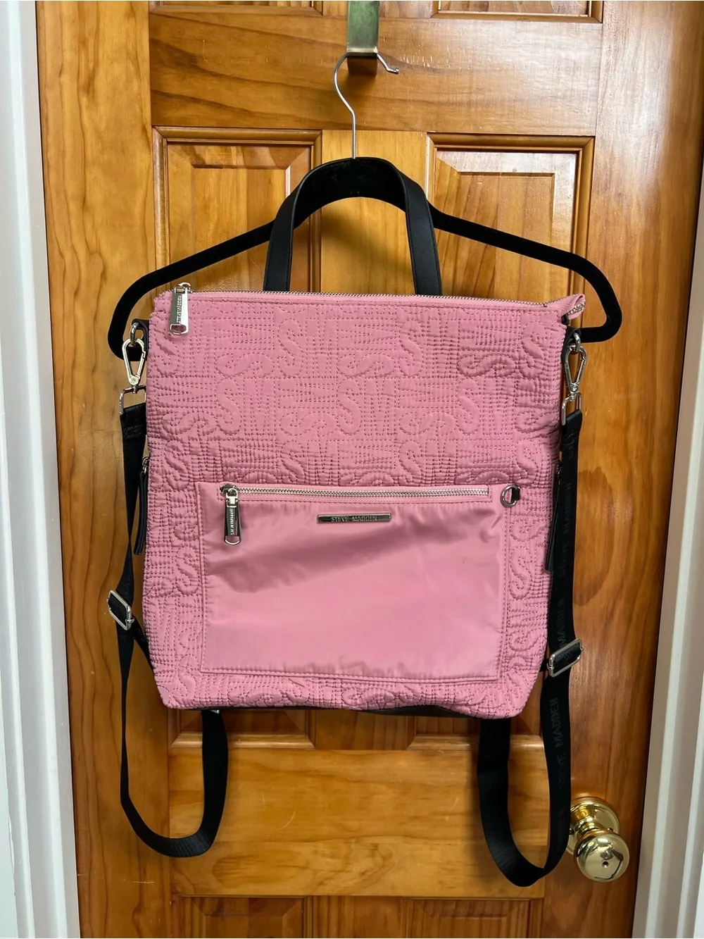 Steve Madden Pink Quilted Convertible Backpack Tote